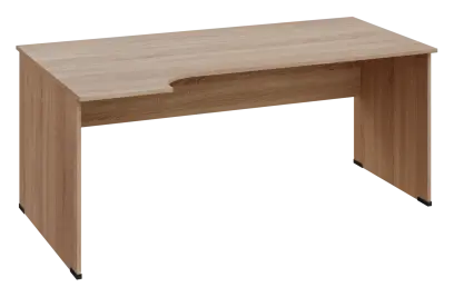 ERL 18 - 184 stůl kancelářský, rohový, levý, dřevěná podnož, deska 18 mm, široký 1800 mm, dub bardolino